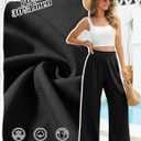 Linen Pants Women Summer Wide Leg Palazzo Pants Loose Slim High Waist Flowy Beach Boho Lounge Trouser Work Outfits 2026 (Black, L)
