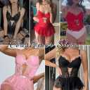 Women's Babydoll Lingerie with Garter Belt Lace One Piece Teddy Baby Dolls Holiday Valentine Red S (Red, S)