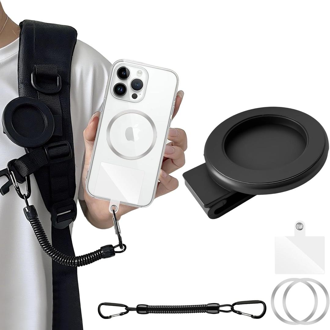 Magnetic Belt Clip Phone Holder with Anti Theft Phone Chain, for Hiking Travel Outdoor Climbing,Cellphone Holder, for All Cell Phone Android