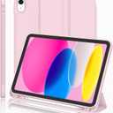 iMieet iPad (A16) Case/iPad 10th Generation Case [11-Inch 2025/10.9 Inch 2022] with Pencil Holder, Trifold Stand Smart Cover with Soft TPU Back,Auto Wake/Sleep(Pink)