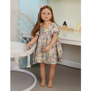 Pinky Reborn 39inch98cm Reborn Toddler Dolls,Huge Baby Full Body Hard Vinyl Realistic Brown Hair Standing Girl Beautiful Dress Model Collectible Toddler Baby Girl for Age3+