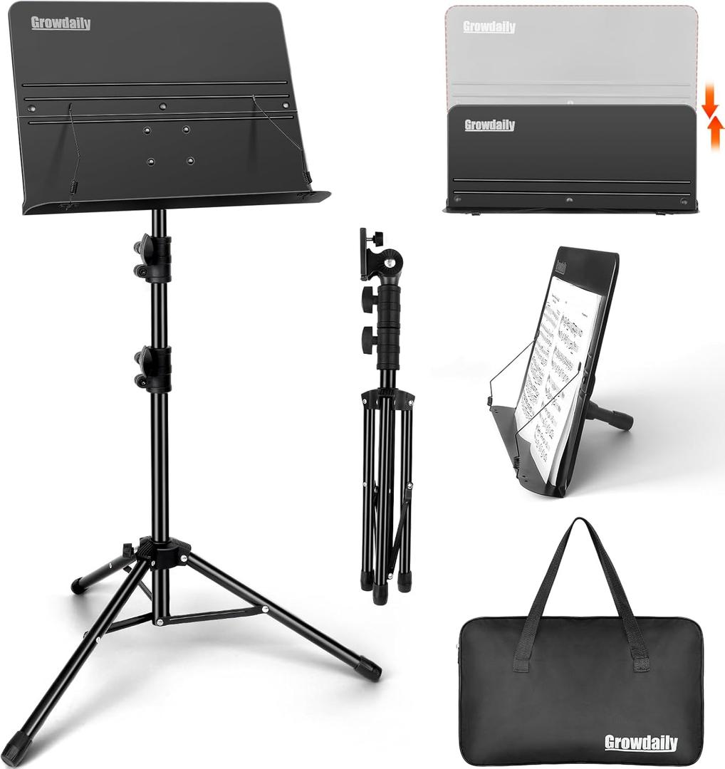 Music Stand, Folding Music Stand Portable Music Stand For Sheet Music 2 Foldable Music Stand Sheet Music Stand With Carrying Bag Matte Frosted Metal Material Sturdy Height Adjustable