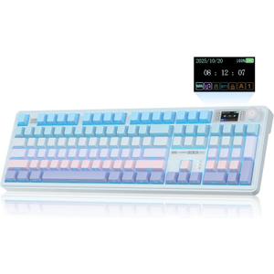 CORBOBO LINGBAO K108 Pro Wireless Mechanical Keyboard with Screen & Knob, Full Size Creamy Keyboard with Number Pad, 10000mAh Battery, PBT Keycaps, RGB Backlit, Hot-swappable Gaming Keyboards