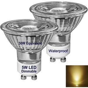 Waterproof 5W GU10 LED Range Hood Bulbs,Dimmable,Warm White 3000K,Indoor Lighting,Kitchen&Cooking Stove Light,Appliance Light Bulbs,Recessed Track Lighting,50W Equivalent,Glass Reflector,2-Pack