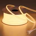 BENLUN AC 110V COB LED Strip Lights Outdoor Waterproof 65.6ft, 3000K Warm White Super Bright 200W CRI 90+ LED Rope Light, IP65 Flexible Cuttable, for Bedroom Garden Commercial House