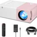 Mini Projector with Wifi Portable Projector Support 1080P 200" Mini HD Movie Projector, Outdoor Projector Compatible with Phone/ Tablet/ Laptop/ TV Stick/ PS4/ HDMI/USB - Pink White