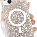 for iPhone 13 Case Magnetic, Compatible with Magsafe, Crystal Diamond Grid Glitter Design Bling Sparkly Shiny for Women Girls Soft Slim Protective Phone Cover, Pink