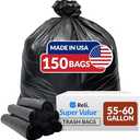Reli. 55-60 Gallon Trash Bags Heavy Duty | 50-60 Gallon | Large Black Garbage Bags | Made in USA