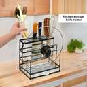 Universal Knife Block Holder, Kitchen Knife Holder Storage Organizer, Stainless Steel Cutting Board Rack Pot Pan Lid Holder for Countertop, Cabinet
