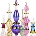 NileCart Egyptian Perfume Bottles Wholesale Mix Collection hand Blown Decorative Bottles 2-5 in with handmade golden Egyptian decoration for Perfumes & Essential Oils. (6)