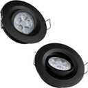 Acegoo Swivel RV Light Recessed Puck Light 12V LED Spotlight RV Interior Light, 36 Beam Angle Vertical 70 Adjustment,Full Aluminum Downlights,Diameter 2-3/4 Inch(Black/3000K 2Pcs)