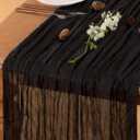 Black Table Runner Cheesecloth Table Runner 10FT Farmhouse Table Runners 120 Inches Fall Table Decor Dining Room Centerpiece Wedding Boho Baby Shower Birthday