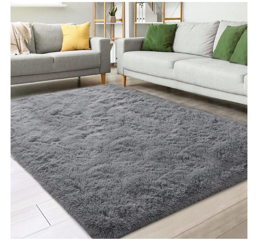 Soft Fluffy 8ftx10ft Gray Area Rug for Stylish Living