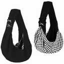 CUBY Dog and Cat Sling Carrier, Hand-Free Dog Carrier Slings with Adjustable Straps Pocker, Puppy Slings Carrier for Small Dogs Cats Outdoor Travel Bag (Black, M-Adjustable Strap)