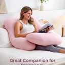 Momcozy Pregnancy Pillows for Sleeping, U Shaped Full Body Maternity Pillow for Side Sleeping - Support for Back, Legs, Belly, HIPS, 57 Inch, Pink