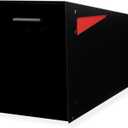 Ilyapa Modern Angle Design Post Mount Modern Mailbox - Black Exterior Powder Coated Steel Heavy Duty Curbside Welded Mail Box, All Weather Durable & Corrosion Resistant, Stainless Steel Hinges (Black / Black (Angled))