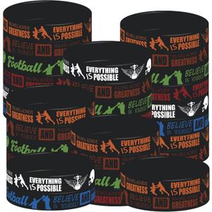 48PCS Football Party Rubber Bracelets, Football Sport Themed Birthday Party Supplies Decorations Prize Goodie Bag Favors Football Silicone Wristbands