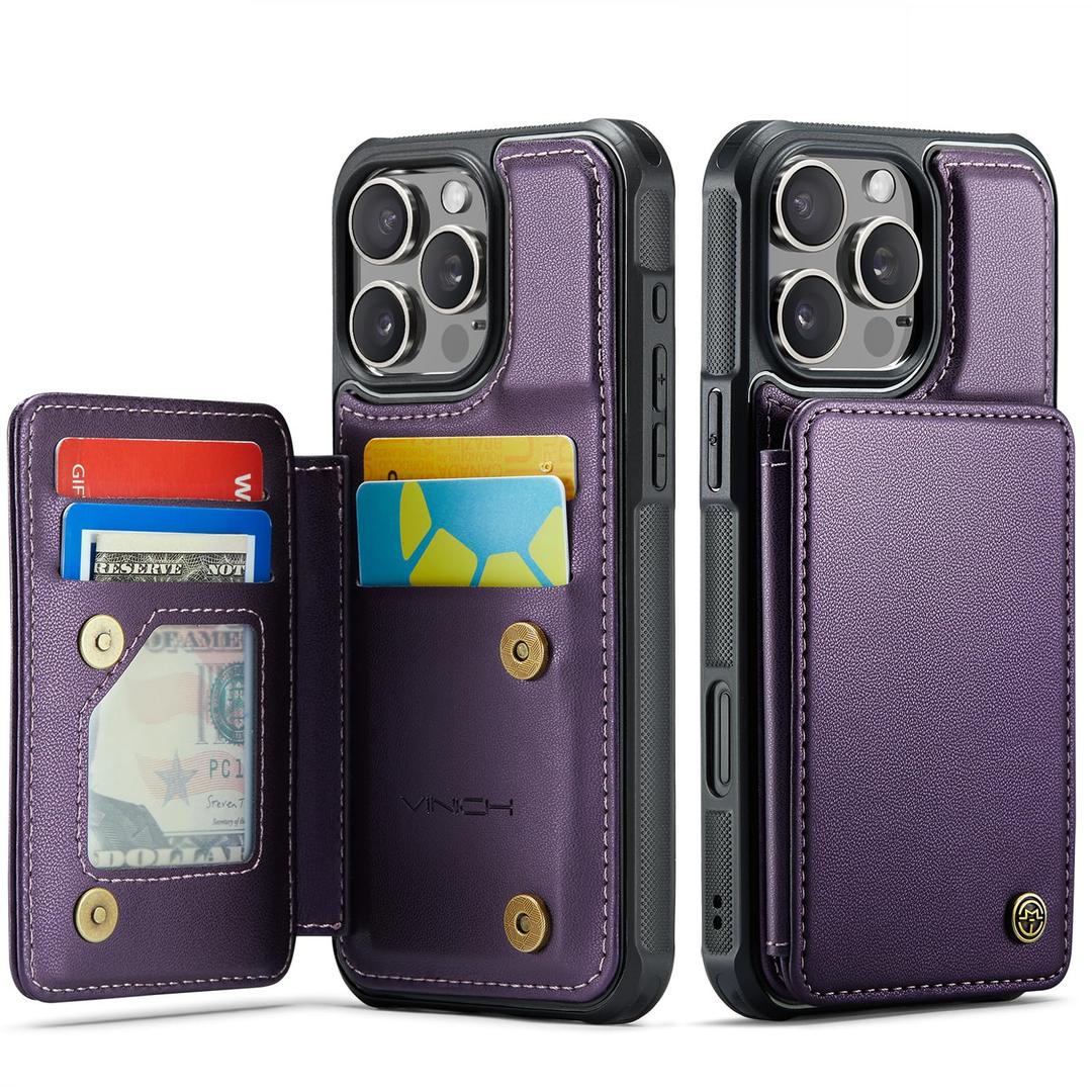 Vinich for iPhone 16e Wallet Case with Card Holder, RFID Blocking Credit Slots Kickstand Shockproof Phone Cover Fit for iPhone 16e 6.1" Purple