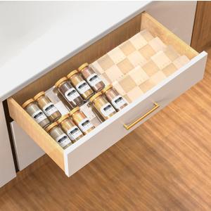 2-Tier Non-Slip Spice Drawer Organizer, 2-Pack Checkered Frosted Clear Acrylic, Expandable (11''-22'') Spice Rack for Kitchen Drawer Storage  Holds Seasonings, Herbs, and Spices (Jars Not Included)