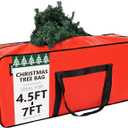 HOMEST Christmas Tree Storage Bag, Fits for 4.5-7ft Xmas Artificials, Zippered Bag with Reinforced Carrying Handles, Red (Bag Only