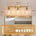 Gefolly Bathroom Light Fixtures, 3-Light Vanity Lights Over Mirror with Personalized Glass Shade, Wall Decor Lamp for Bedroom Hallway Living Room, Gold