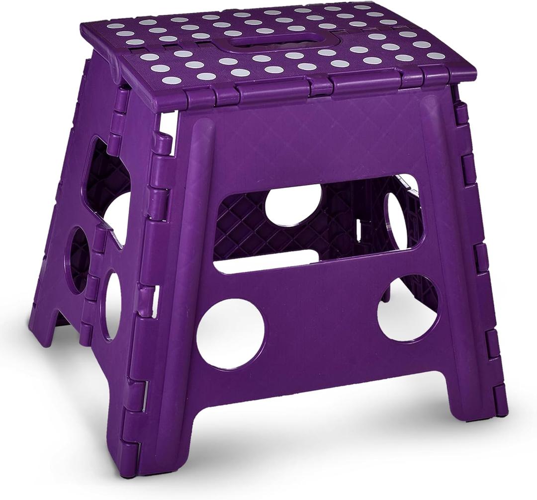 Handy Laundry Folding Lightweight Step Stool is Sturdy Enough to Support Adults and Safe Enough for Kids. Opens Easy with One Flip. Great for Kitchen, Bathroom or Bedroom. (Purple- 13 inch)
