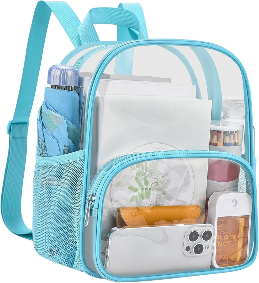 USPECLARE Clear Backpack for Stadium Events Small Clear Backpack 11.5x9.5x6 for Concert Sport Events Work Travel (Medium, Aqua)