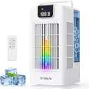Portable Air Conditioners, 2000ML Personal Air Conditioner, Mini Air Conditioner, Evaporative Air Cooler Fan with 120 Oscillation, 7 RGB Light Modes, 4 Speeds & 1-8H Timer for Bedroom Office