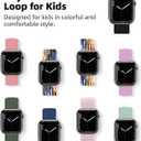 OWKEY Braided Solo Loop Compatible with Kids Apple Watch Band, Stretchy Breathable Strap with Easy Buckle for iWatch Series 9 8 7 6 5 4 3 SE SE2 SE3 Girls Boys Small Wrists