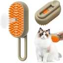 Steam Cat Brush, Pet Hair Removal Comb with Water Tank, 3-in-1 Steam Brush for Cats, Cat Care Brush, Pet Hair Removal Comb for Cats and Dogs (Khaki Colour)