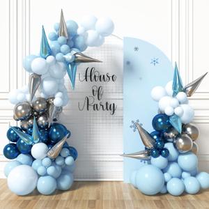 HOUSE OF PARTY Blue and White Balloon Arch | Frozen Party Decorations | Balloon Garland Kit for Baby Showers, Birthdays, Girls Birthday Decor