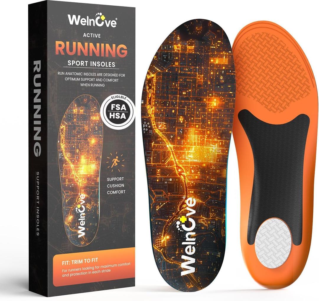 Welnove Performance Running Insoles for Men & Women - Shock Absorption Athletic Shoe Inserts,TPU Anti-Torque,Sports Protection Reduce Muscle Fatigue,& Boost Speed - Sneaker Inserts-M (M:W 9-10 / M 7-8, Orange) Welnove Performance Running Insoles for Men & Women - Shock Absorption Athletic Shoe Inserts,TPU Anti-Torque,Sports Protection Reduce Muscle Fatigue,& Boost Speed - Sneaker Inserts-M (M:W 9-10 / M 7-8, Orange)
