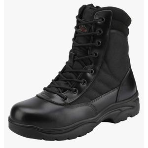 NORTIV Men's Military Tactical Work Boots Side Zipper Leather Motorcycle Combat Boots Trooper Size 10.5, Black