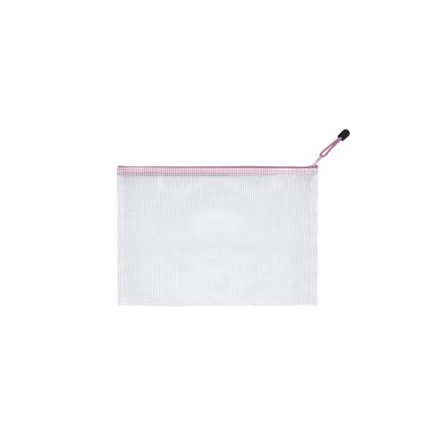 HLDInie Mesh Zipper Pouch Bag, A3 Zipper File Bag for Organizing Storage, Waterproof, Pink, 17" x 12"/44cm x 32cm