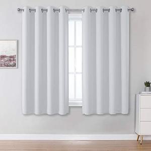 DUALIFE White Curtain Panels with Grommet for Small Windows 54 Inches Length Thermal Insulated Window Treatment Blackout Curtain Drapes for Bedroom 35x35Inch Length,2 Panels