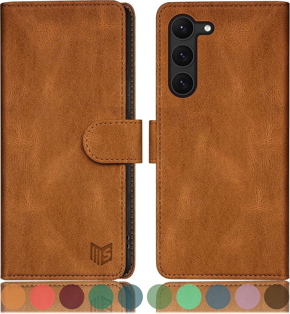 SUANPOT for Samsung Galaxy S23 +/ Plus Wallet case with RFID Blocking Credit Card Holder,Flip Book PU Leather Protective Cover Women Men for Samsung S23Plus Phone case Light Coffee