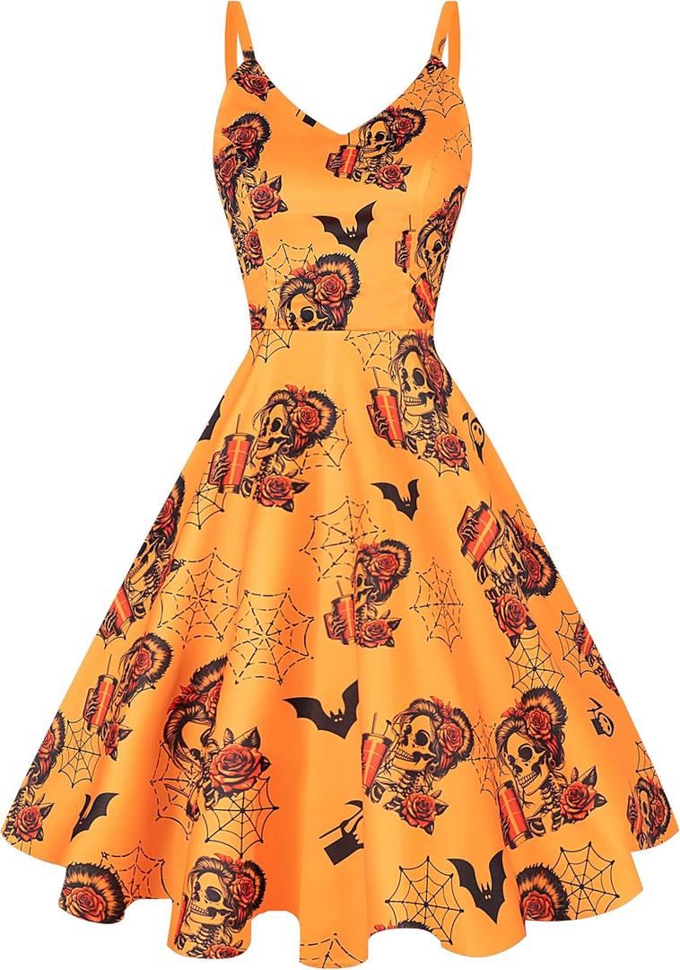 Kingfancy Summer Dresses for Women 2025 V-Neck Spaghetti Strap Sundresses Short Dress with Pockets (S)