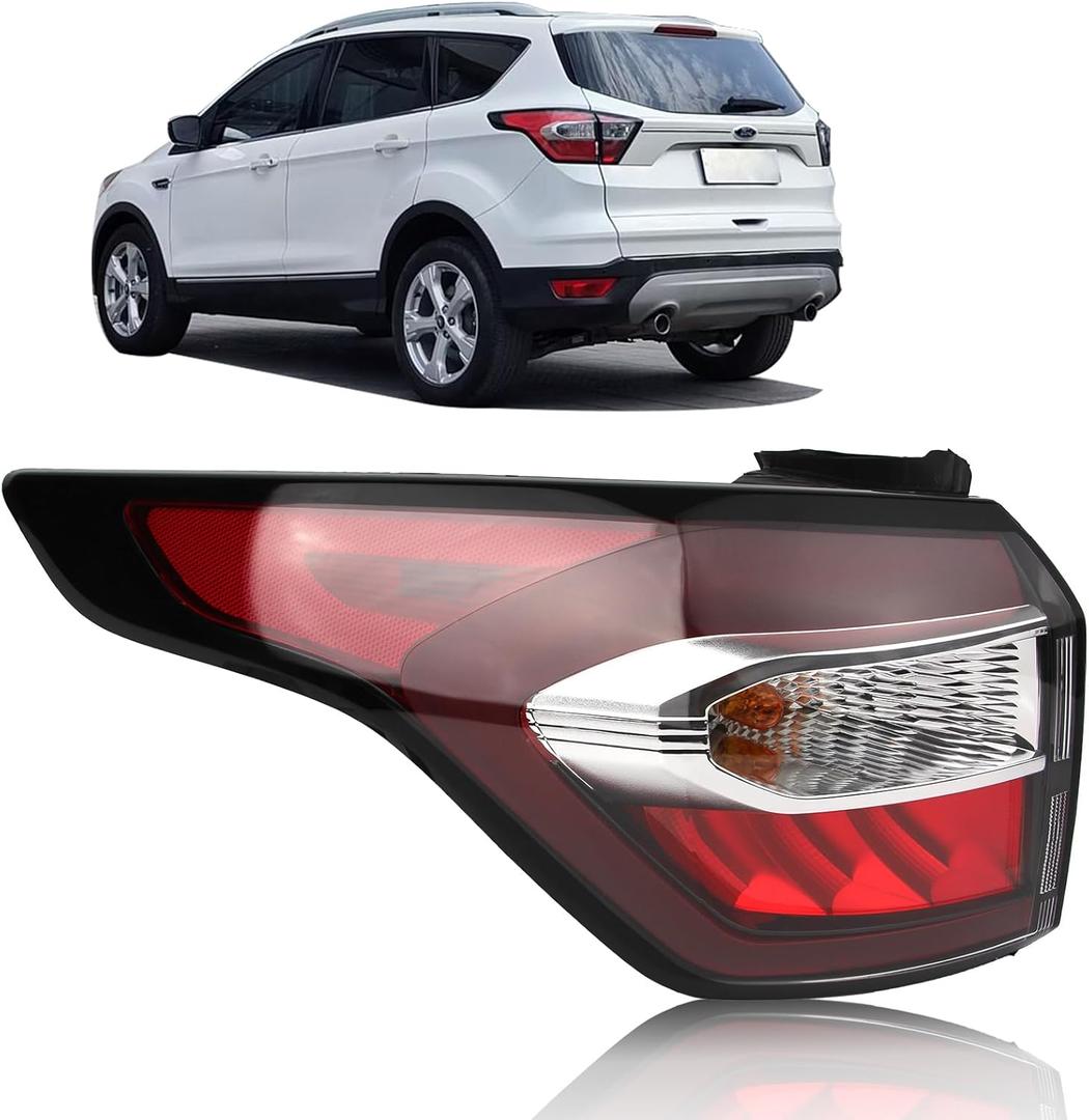 Tail Light Compatible with 2017 2018 Ford Escape S,SE,SEL,Titanium, Rear Taillights with Bulb and Harness, Left Driver Side Tail lamp Assembly OE: GJ5Z13405C