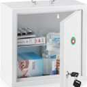 KYODOLED Locking Medicine Cabinet, Medication Lock Box with Key, Wall Mount Medical Cabinet for Safe Medication Storage, 10 * 4.7 * 10 Inch, White (Medium)