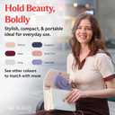 Travel Makeup Brush Holder & Pocket Mirror, Silicone Makeup Brush Organizer, Dirt-Resistant Easy to Clean Makeup Brush Bag with Anti-Fall Out Magnetic Closure (Lavender)