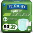 FitRight OptiFit Extra Adult Briefs, Incontinence Diapers with Tabs, Moderate Absorbency, 2XL, 60 to 70", 20 Count (Pack of 4)