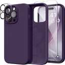 GONEZ for iPhone 14 Pro Case, Compatible with Magsafe, with Screen Protector + Camera Lens Protector, Soft Anti-Scratch Microfiber Lining, Shockproof Liquid Silicone Phone Cover, Deep Purple