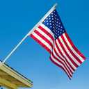 Grace Alley Flag Pole Kit 6 Ft Flagpole with Embroidered American Flag - Embroidered Stars & Stitched Stripes, White Aluminum Rust Free & Tangle Free Wind Resistant Pole and Sturdy White Bracket