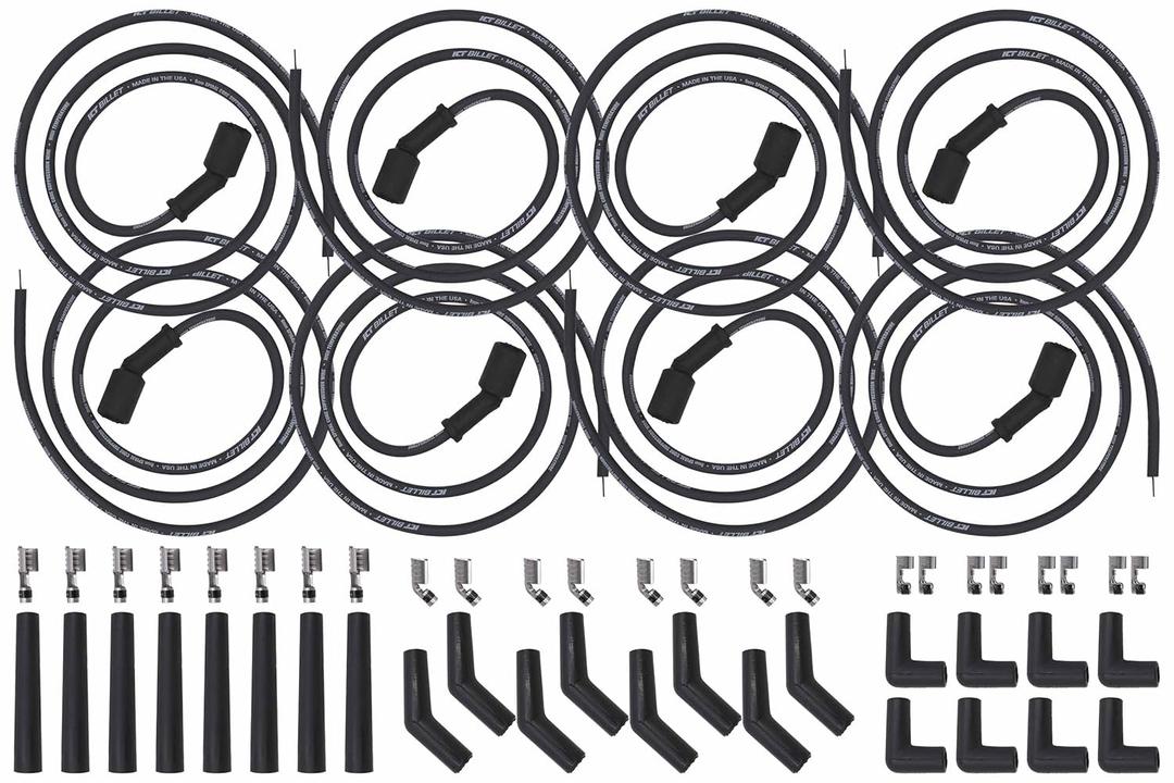 ICT Billet 5ft Universal Spark Plug Wire Set - LS LT Remote Coil Spiral Core Straight 90 135 Boots Compatible with LS1 LM7 LQ4 LS6 LQ9 LM4 LS2 LS3 LY6 LC9 LH8 LMG L99 551083