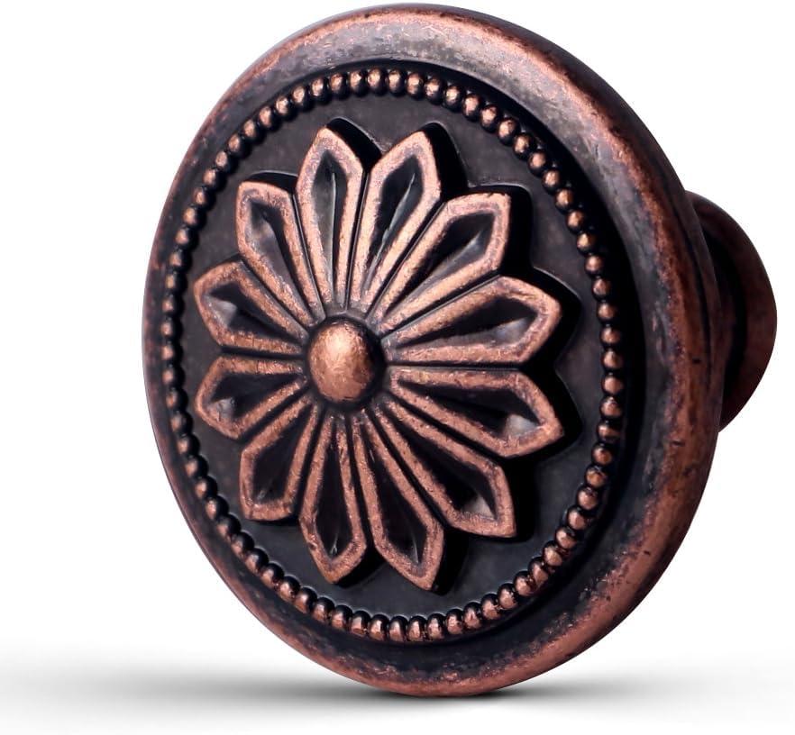 10 Pack Kitchen Cabinet Knobs Antique Copper,1-2/5"Round Rustic Copper Handles for Cabinets and Drawers,Vintage Copper Knobs for Cabinets,Dresser Drawers Cupboard Bathroom Dresser Door