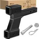 Nilight Trailer Dual Hitch Extender for 2 Inch Receiver with 2" 6" Rise or Drop with Bolt Nut Clip 10,000 lbs Capacity Adjustable Extend 8" 10" Length Matte Black Powder Coated