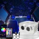 AZIMOM Two Port 16W Twinkle 800pcs Fiber Optic Starlight Headliner Kits 0.03in 13.1ft Fiber Strands Sound Activated Remote APP Control Dual Port Starlight Box Car Home Ceiling Decor