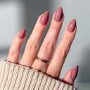 Glamnetic Press On Nails - Short Almond Fake Nails, Muted Mauve Purple Nails, Mauve Obsession | 15 Sizes - 30 Nail Kit with Glue | Gift for Mom