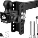 METOWARE Trailer Hitch for 2 Inch Receiver, 13,500 LBS Heavy Duty Drop Hitch, Adjustable Tri-Ball Tow Hitch (1-7/8", 2", 2-5/16") with 6-Inch Drop & Anti-Theft Hitch Pin Lock, Alloy Steel, Black