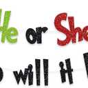 Christmas Baby Shower Banner He Or She Who Will It Be Gender Reveal Party Decoration Winter Snowflake Garland Ideas Red Green